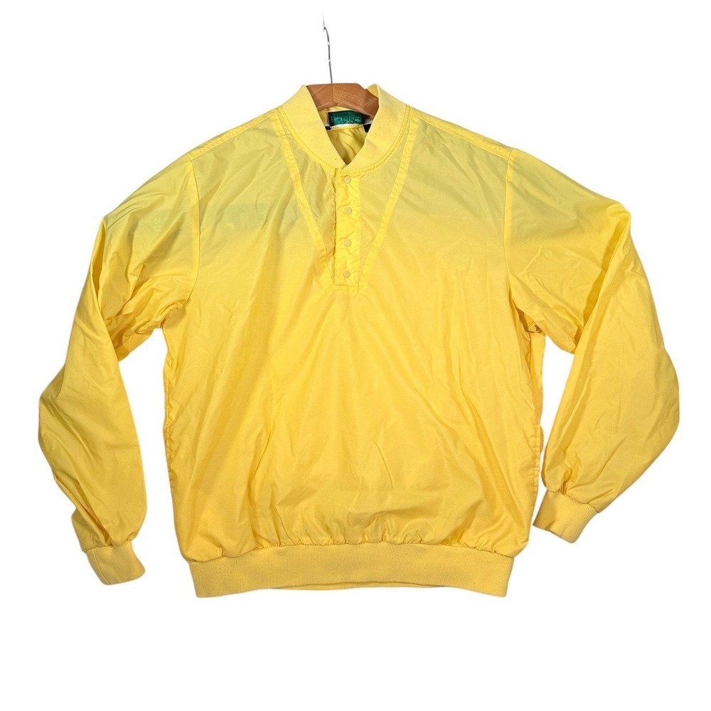 Vintage Abercrombie & Fitch Mens L Windbreaker Jacket Nylon Henley Yellow
